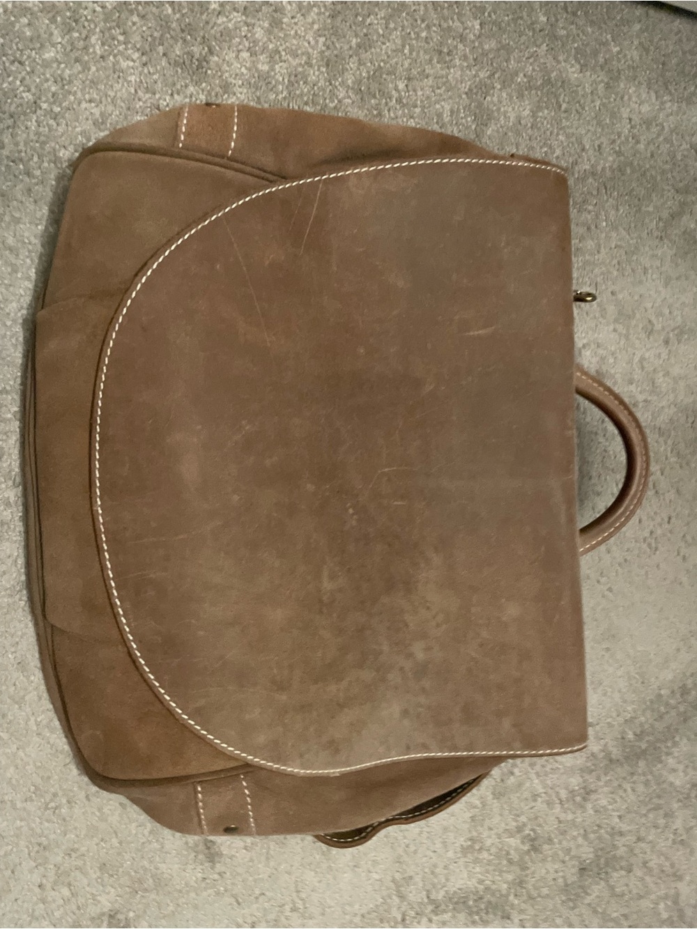 Sundance Brown Suede Flap Crossbody Satchel